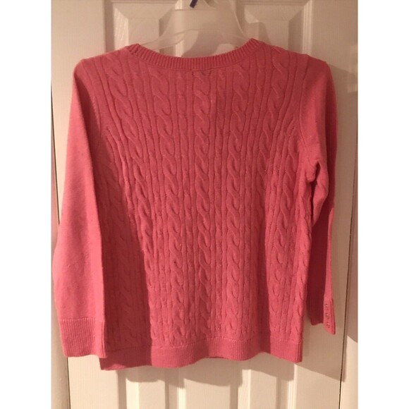 Talbots Sweater Womens XP Green Cable Knit Pullover Long Sleeve Cotton Blend G5 - Picture 6 of 9